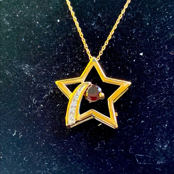 10 K Pendant with/ Diamonds/Garnet Reserved! - Picture 1 of 5